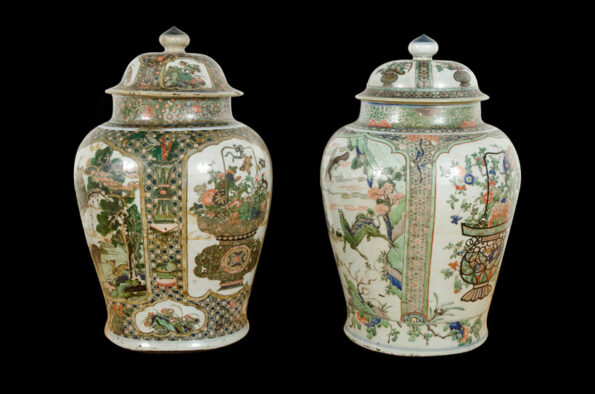 Coppia di vasi cinesi famiglia verde